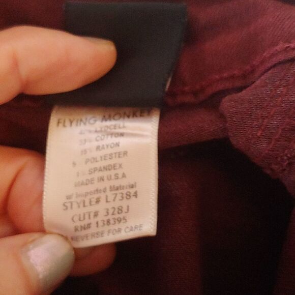 Flying Monkey Women's Burgundy Skinny Jeggings Size 26 - Picture 9 of 10